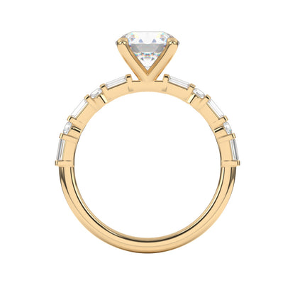 Goldman 1/4 ct. tw. Round & Baguette Diamond Semi-Mount Engagement Ring in 14K Yellow Gold close-up detail