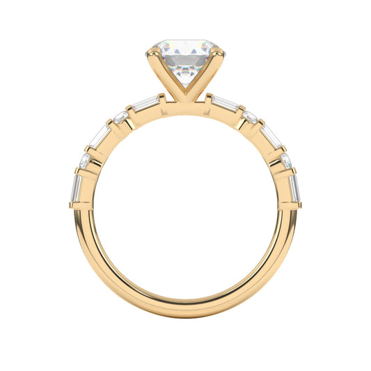 Goldman 1/4 ct. tw. Round & Baguette Diamond Semi-Mount Engagement Ring in 14K Yellow Gold close-up detail