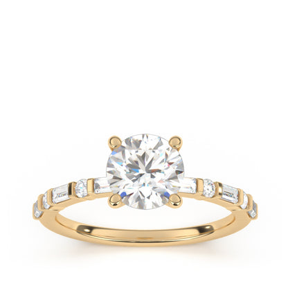Goldman 1/4 ct. tw. Round & Baguette Diamond Semi-Mount Engagement Ring in 14K Yellow Gold