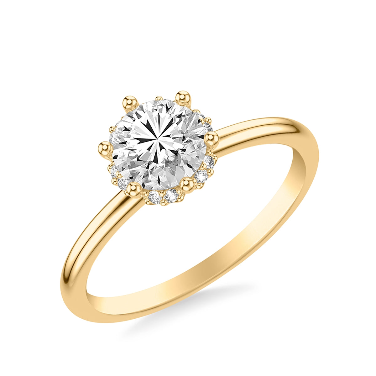 Goldman Diamond Accent Halo Semi-Mount Engagement Ring in 14K Yellow Gold front view