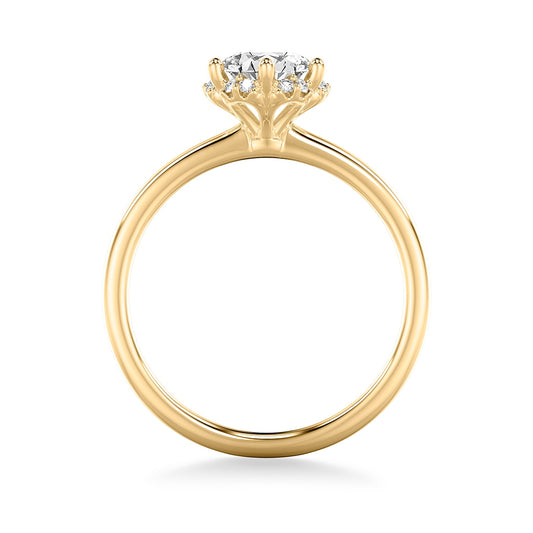Goldman Diamond Accent Halo Semi-Mount Engagement Ring in 14K Yellow Gold close-up detail