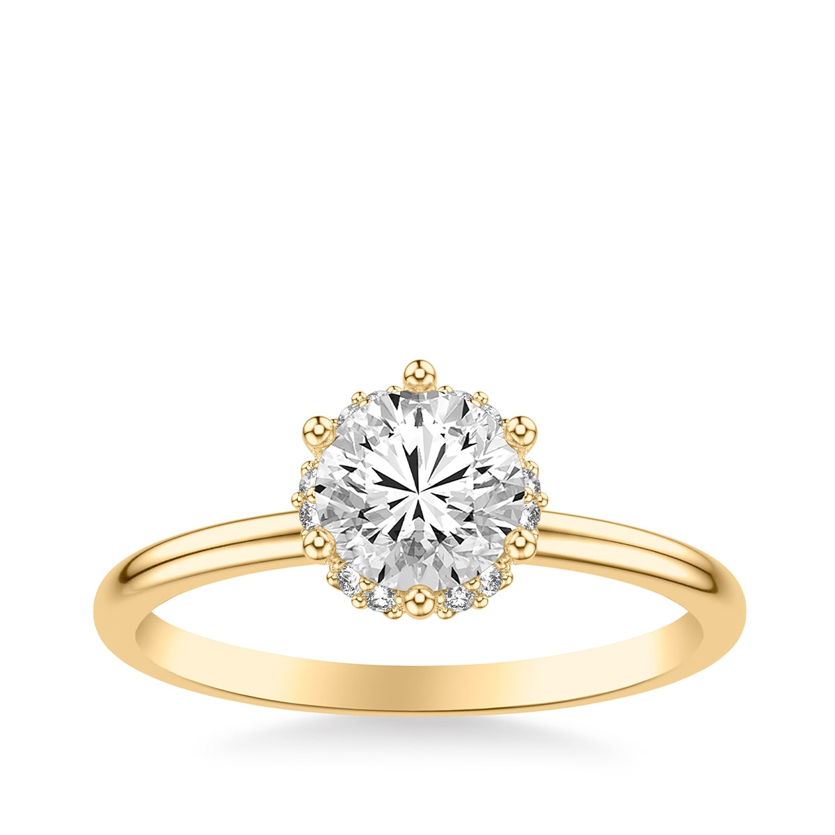 Goldman Diamond Accent Halo Semi-Mount Engagement Ring in 14K Yellow Gold