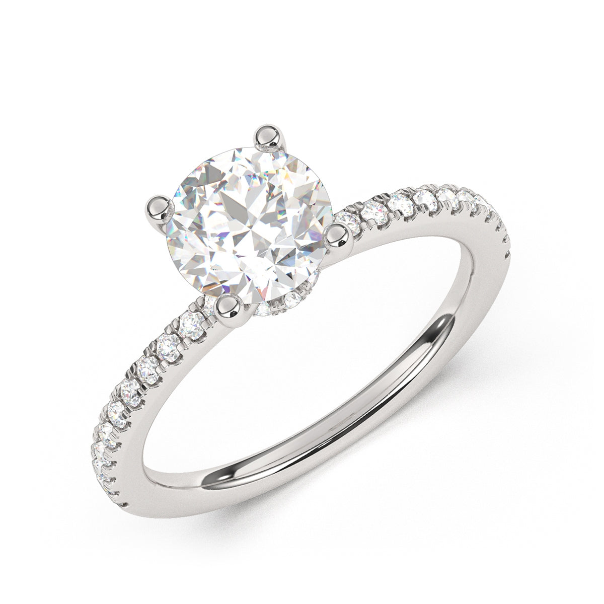 Goldman 1/3 ct. tw. Diamond Hidden Halo Semi-Mount Engagement Ring in 14K White Gold front view