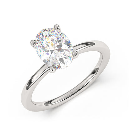 Goldman Diamond Accent Hidden Halo Oval Semi-Mount Engagement Ring in 14K White Gold front view
