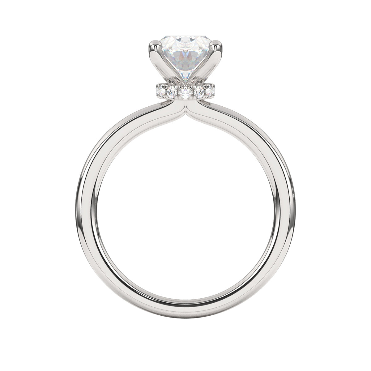 Goldman Diamond Accent Hidden Halo Oval Semi-Mount Engagement Ring in 14K White Gold close-up detail