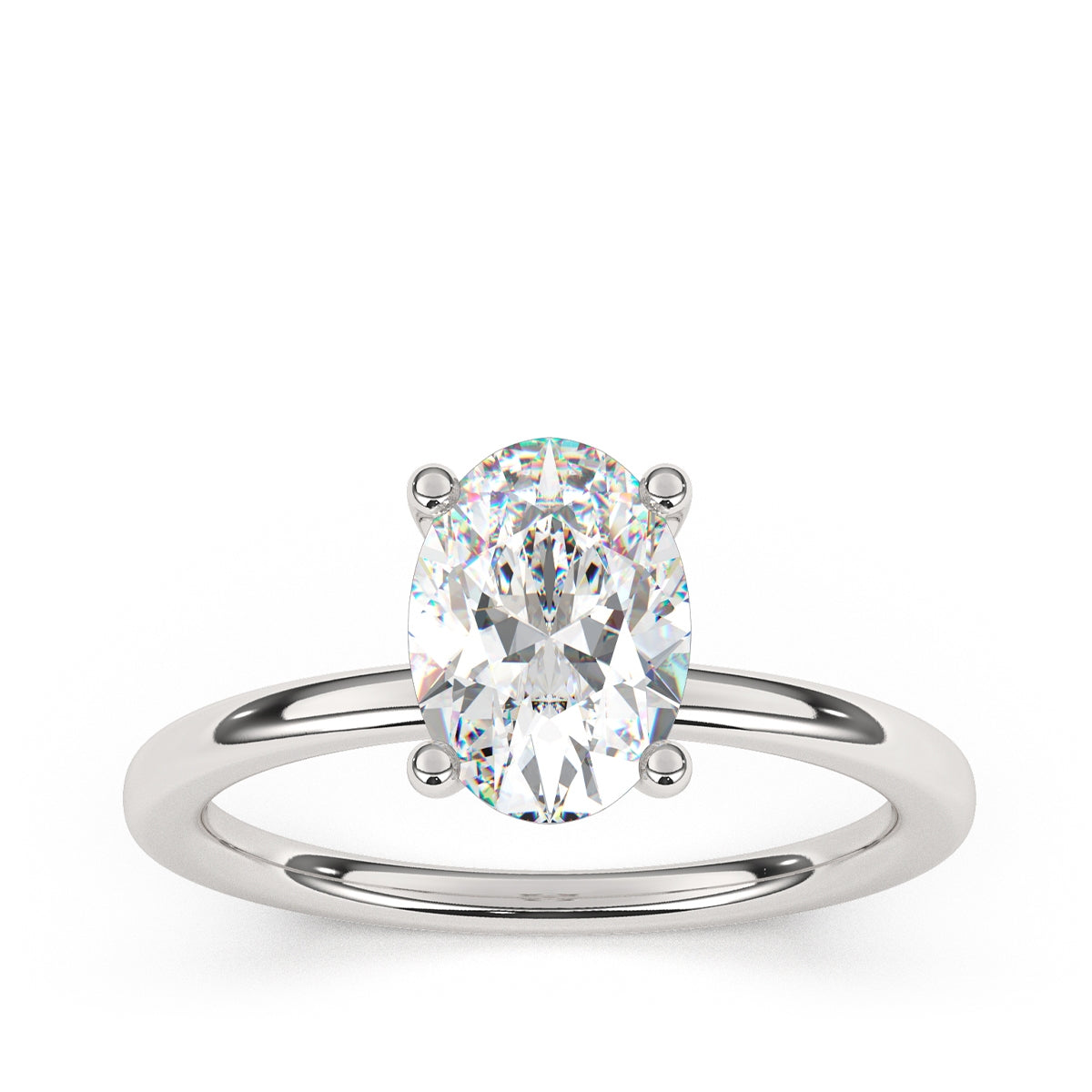 Goldman Diamond Accent Hidden Halo Oval Semi-Mount Engagement Ring in 14K White Gold