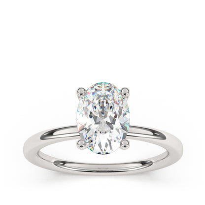 Goldman Diamond Accent Hidden Halo Oval Semi-Mount Engagement Ring in 14K White Gold