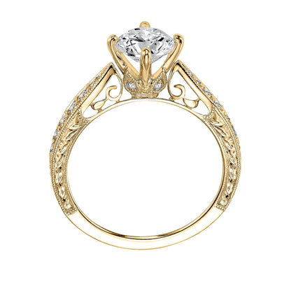 Goldman 1/4 ct. tw. Diamond Tapered Milgrain Semi-Mount Engagement Ring in 14K Yellow Gold front view