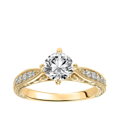 Goldman 1/4 ct. tw. Diamond Tapered Milgrain Semi-Mount Engagement Ring in 14K Yellow Gold
