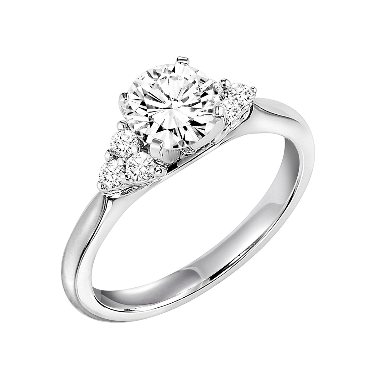 Goldman 1/5 ct. tw. Diamond Round Semi-Mount Engagement Ring in 14K White Gold front view