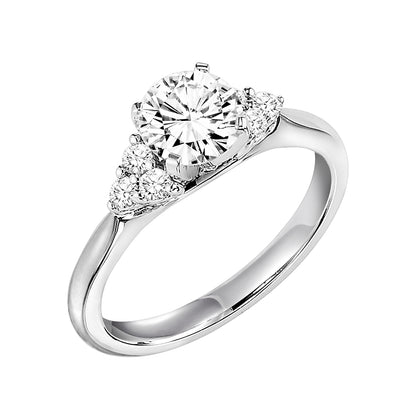 Goldman 1/5 ct. tw. Diamond Round Semi-Mount Engagement Ring in 14K White Gold front view