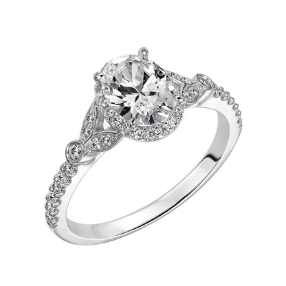 Goldman 1/4 ct. tw. Diamond Halo Oval Semi-Mount Engagement Ring in 14K White Gold front view