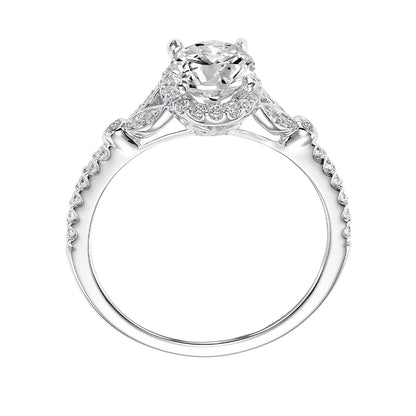 Goldman 1/4 ct. tw. Diamond Halo Oval Semi-Mount Engagement Ring in 14K White Gold close-up detail