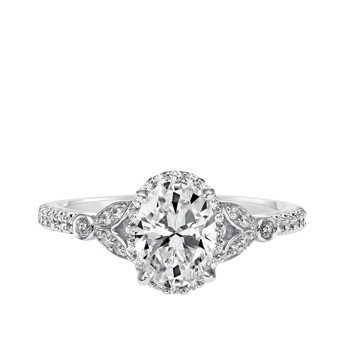 Goldman 1/4 ct. tw. Diamond Halo Oval Semi-Mount Engagement Ring in 14K White Gold side profile