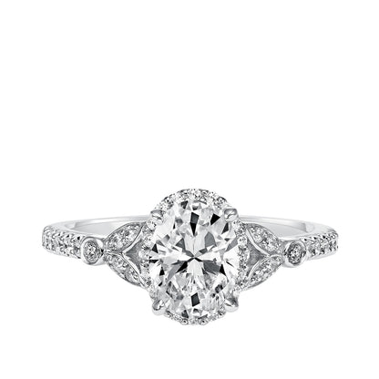 Goldman 1/4 ct. tw. Diamond Halo Oval Semi-Mount Engagement Ring in 14K White Gold side profile