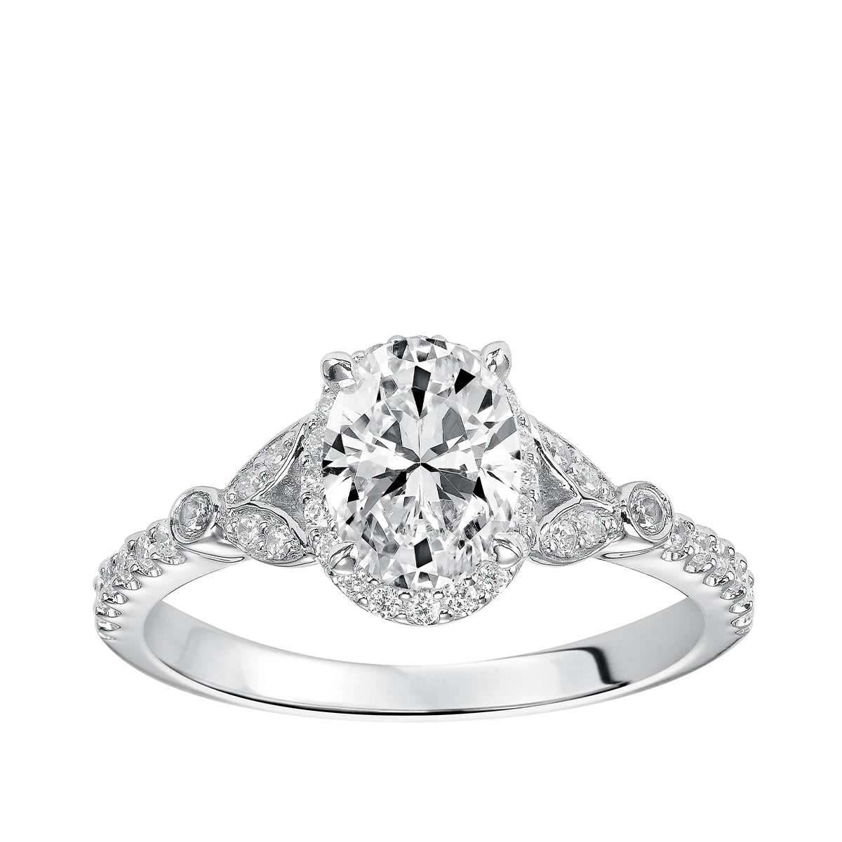 Goldman 1/4 ct. tw. Diamond Halo Oval Semi-Mount Engagement Ring in 14K White Gold