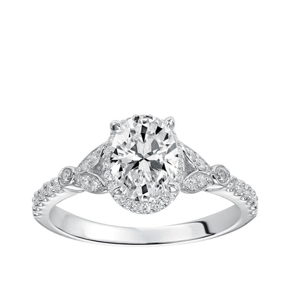 Goldman 1/4 ct. tw. Diamond Halo Oval Semi-Mount Engagement Ring in 14K White Gold