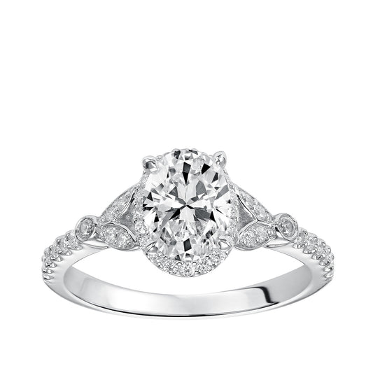Goldman 1/4 ct. tw. Diamond Halo Oval Semi-Mount Engagement Ring in 14K White Gold