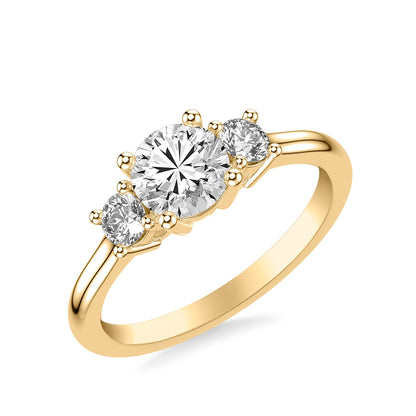 Goldman 3/8 ct. tw. Diamond 3-Stone Semi-Mount Engagement Ring in 14K Yellow Gold front view