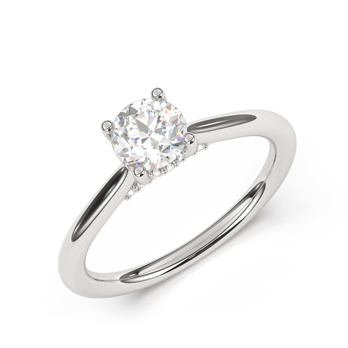 Goldman 7/8 ct. tw. Diamond Hidden Halo Engagement Ring in 14K White Gold front view