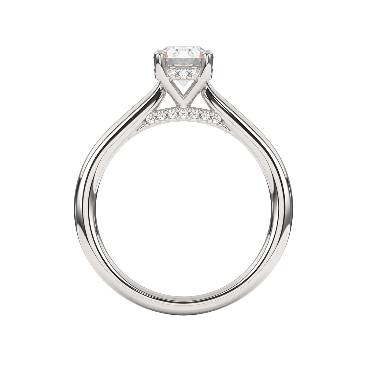 Goldman 7/8 ct. tw. Diamond Hidden Halo Engagement Ring in 14K White Gold close-up detail