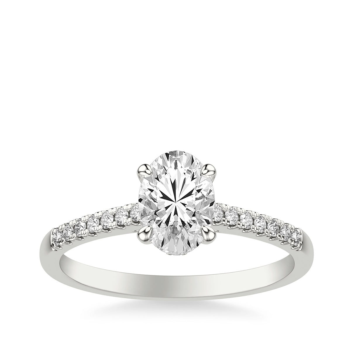 Goldman 9/10 ct. tw. Oval Diamond Hidden Halo Engagement Ring in 14K White Gold