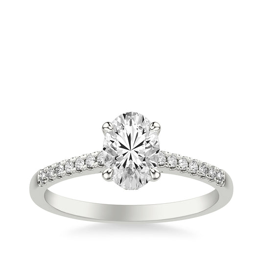 Goldman 9/10 ct. tw. Oval Diamond Hidden Halo Engagement Ring in 14K White Gold