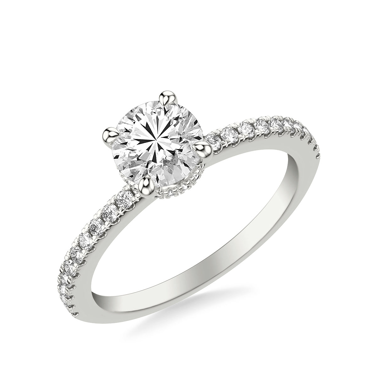 Goldman 1-1/4 ct. tw. Diamond Hidden Halo Engagement Ring in 14K White Gold front view