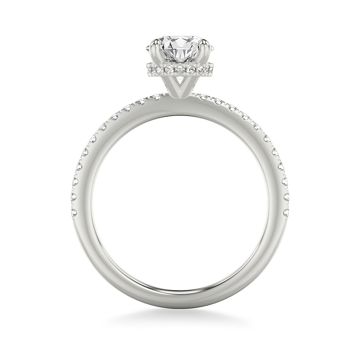 Goldman 1-1/4 ct. tw. Diamond Hidden Halo Engagement Ring in 14K White Gold close-up detail