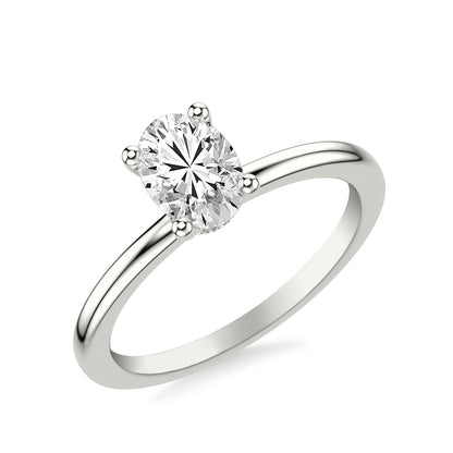 Goldman 1-1/10 ct. tw. Oval Diamond Hidden Halo Engagement Ring in 14K White Gold front view
