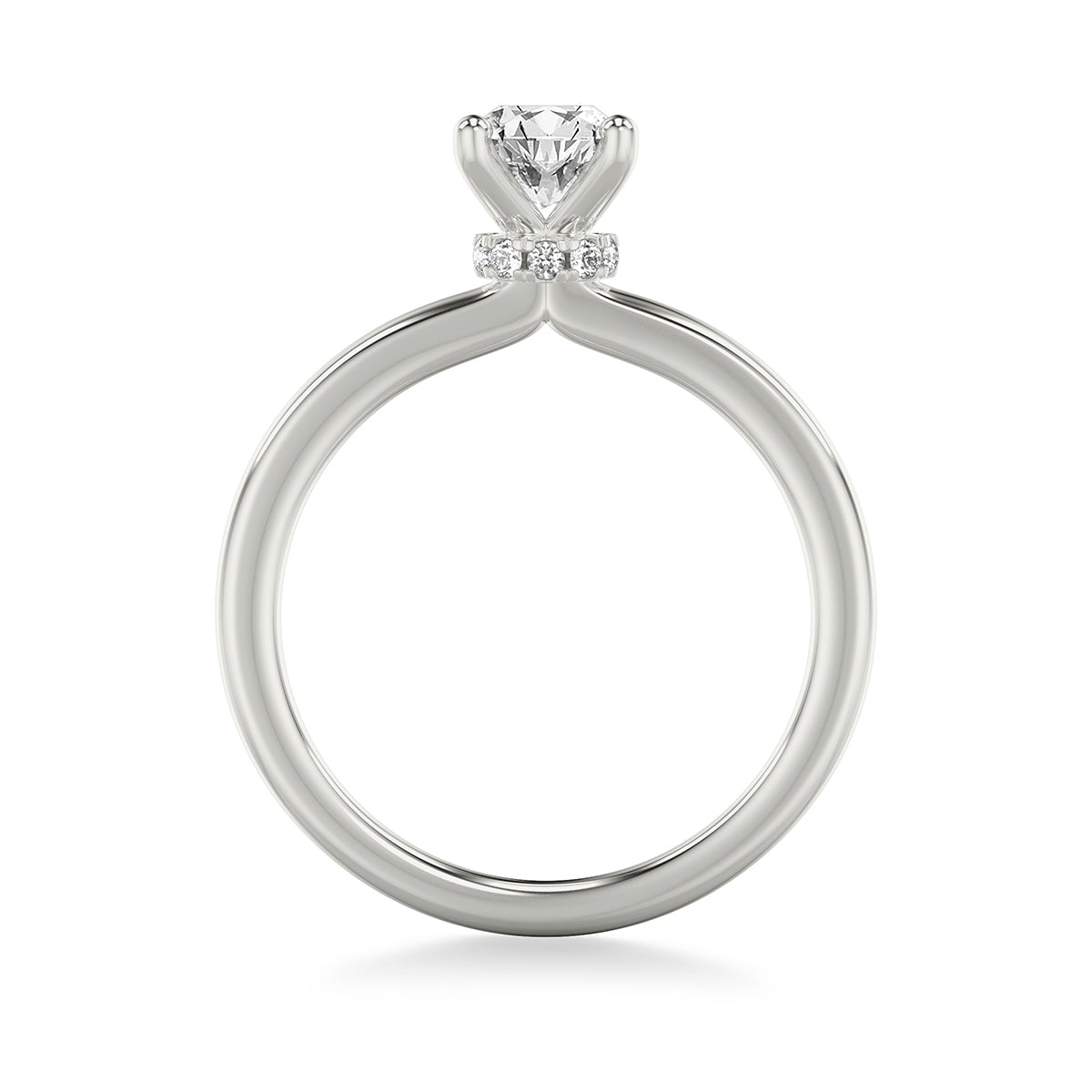Goldman 1-1/10 ct. tw. Oval Diamond Hidden Halo Engagement Ring in 14K White Gold close-up detail
