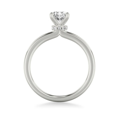 Goldman 1-1/10 ct. tw. Oval Diamond Hidden Halo Engagement Ring in 14K White Gold close-up detail