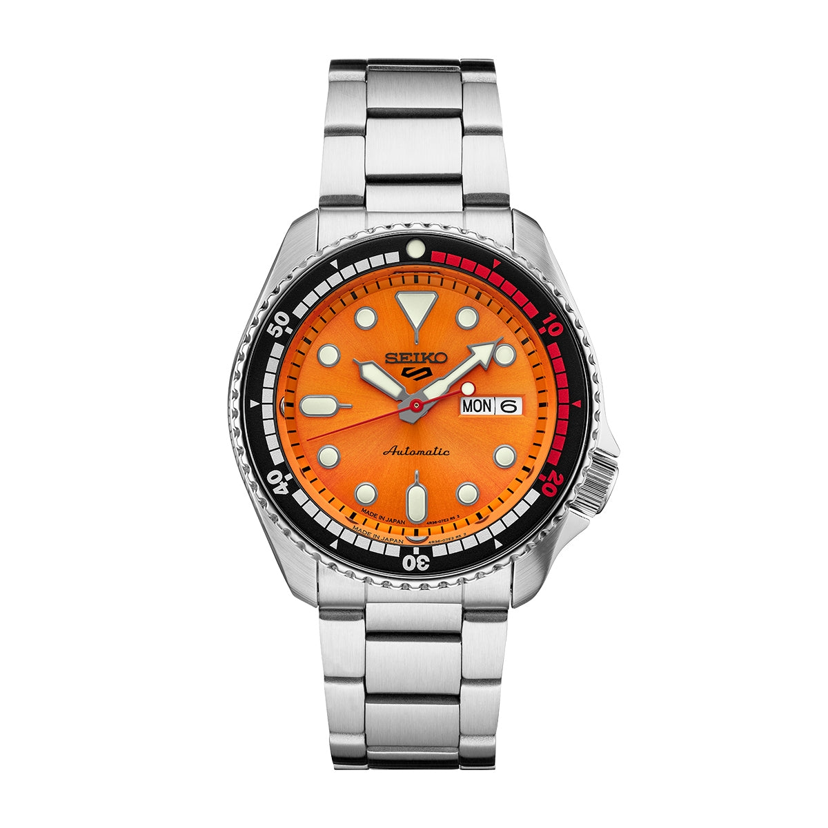 Seiko Men's 5 Sports Custom Campaign Automatic Stainless Steel Watch with Orange Dial