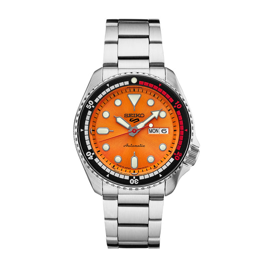 Seiko Men's 5 Sports Custom Campaign Automatic Stainless Steel Watch with Orange Dial