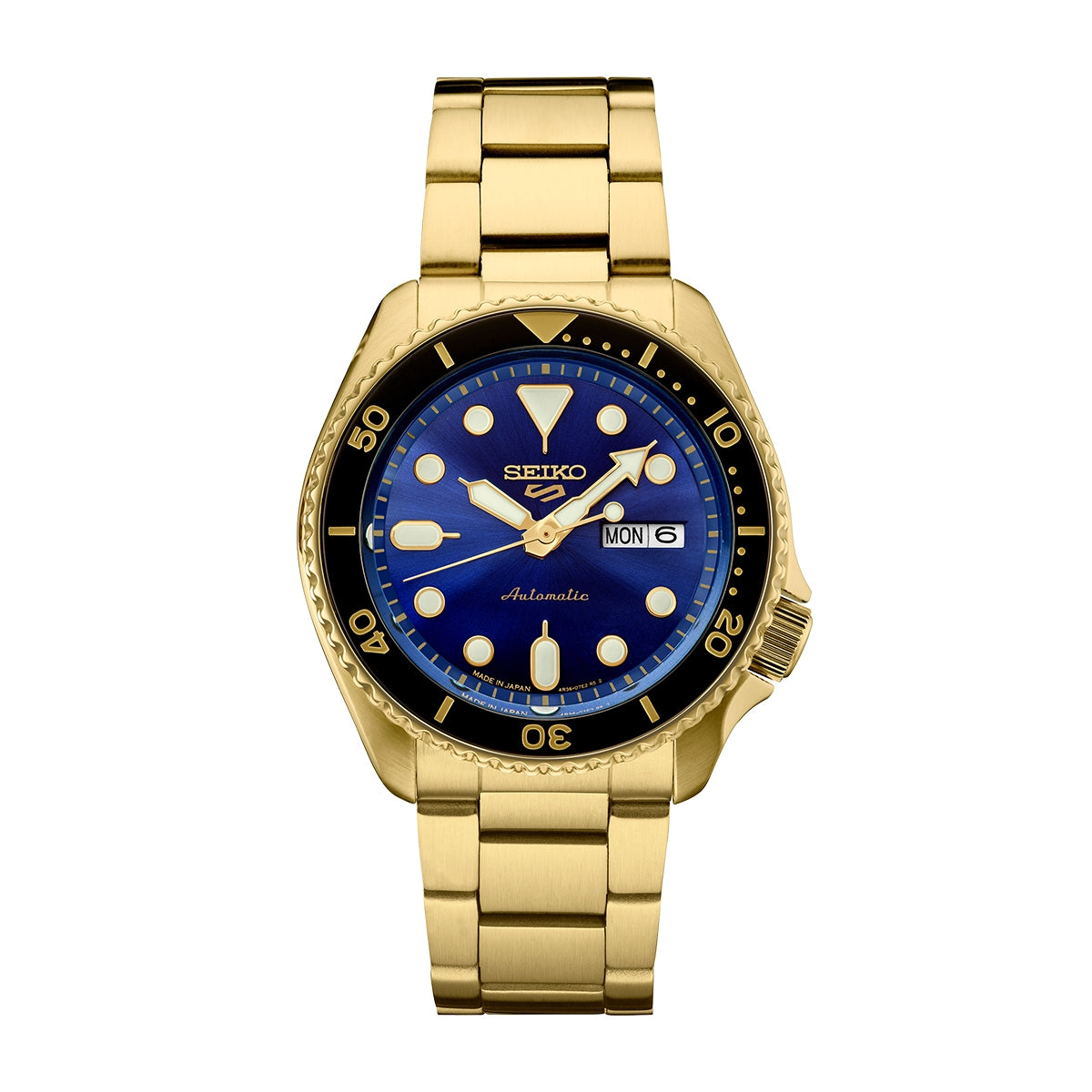 Seiko Men's 5 Sports U.S. Special Creation Automatic Gold-Tone Stainless Steel Watch with Blue Dial