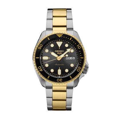 Seiko Men's 5 Sports U.S. Special Creation Automatic White & Gold-Tone Stainless Steel Watch with Gray Dial