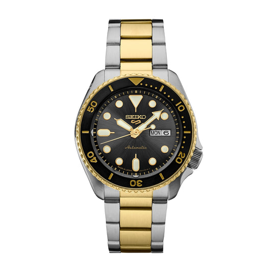 Seiko Men's 5 Sports U.S. Special Creation Automatic White & Gold-Tone Stainless Steel Watch with Gray Dial