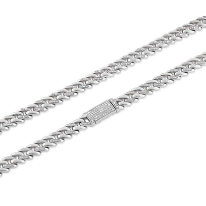 Men's 1/2 ct. tw. Diamond 7.5mm 22-inch Miami Cuban Chain Necklace in Sterling Silver front view