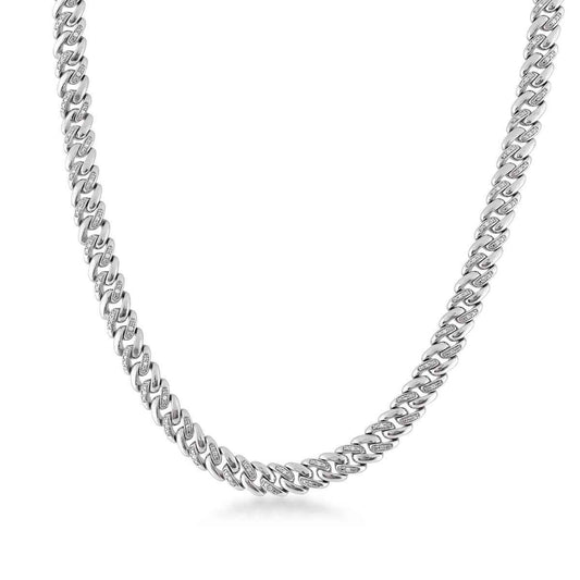 Men's 1/2 ct. tw. Diamond 7.5mm 22-inch Miami Cuban Chain Necklace in Sterling Silver