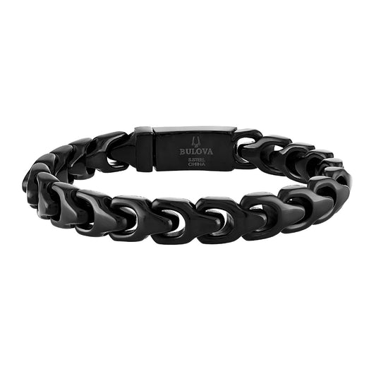 Bulova Men's 10mm 8.5-inch Link Bracelet in Black Ion Plated Stainless Steel (2)