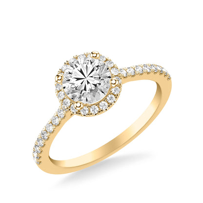 Goldman 1/3 ct. tw. Diamond Halo Round Semi-Mount Engagement Ring in 14K Yellow Gold front view