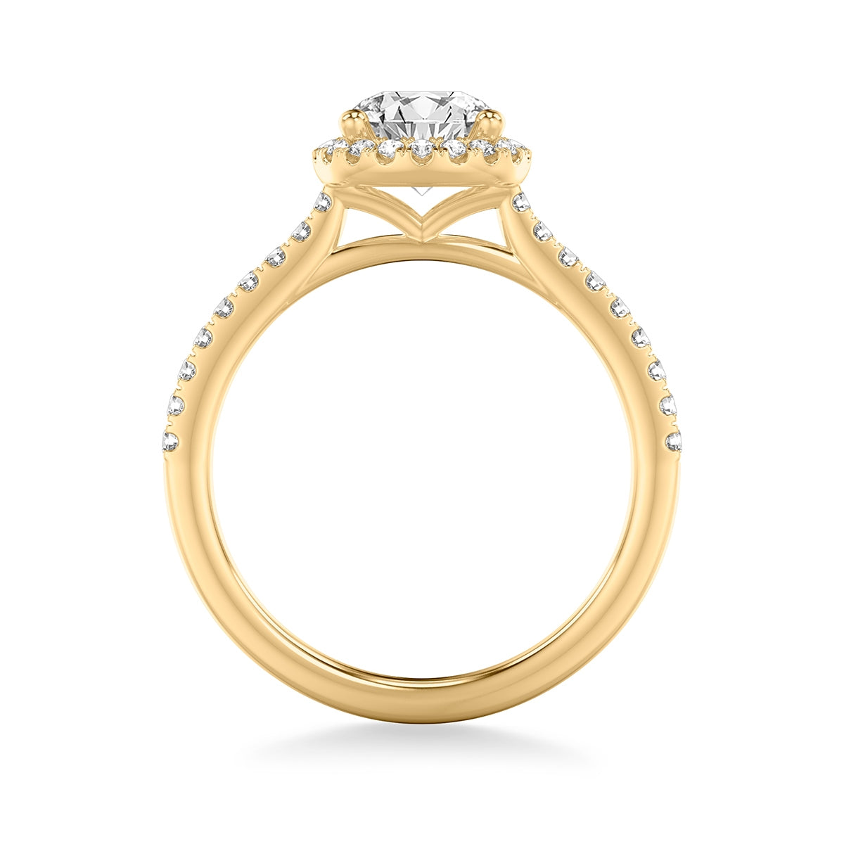 Goldman 1/3 ct. tw. Diamond Halo Round Semi-Mount Engagement Ring in 14K Yellow Gold close-up detail
