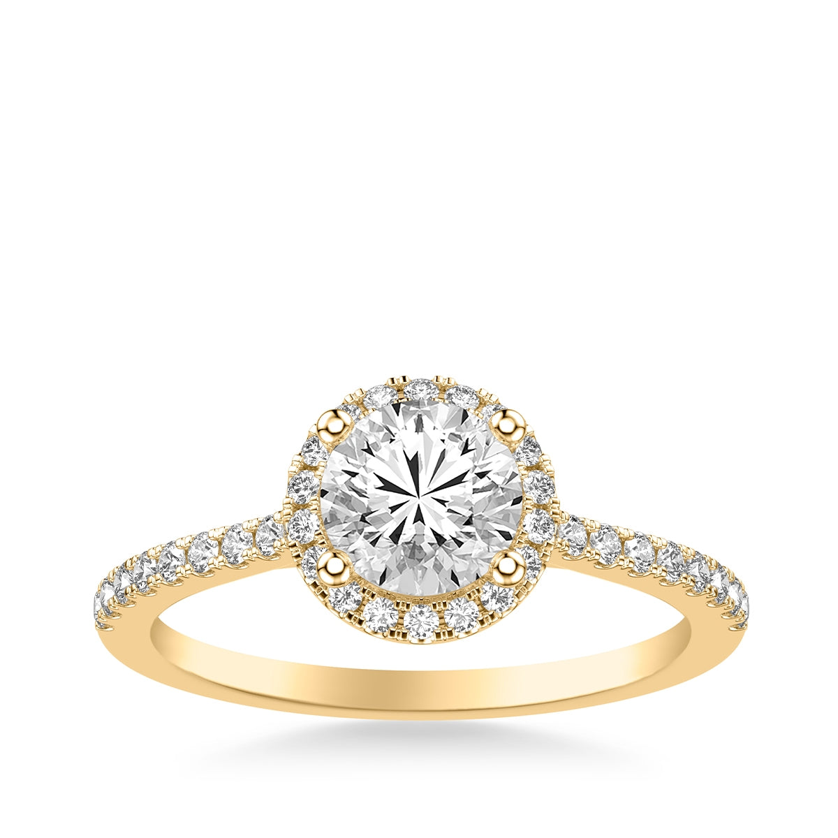 Goldman 1/3 ct. tw. Diamond Halo Round Semi-Mount Engagement Ring in 14K Yellow Gold