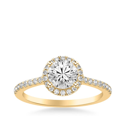 Goldman 1/3 ct. tw. Diamond Halo Round Semi-Mount Engagement Ring in 14K Yellow Gold