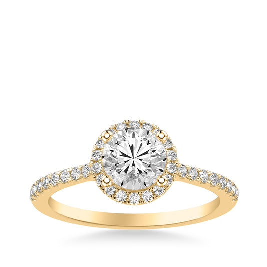 Goldman 1/3 ct. tw. Diamond Halo Round Semi-Mount Engagement Ring in 14K Yellow Gold