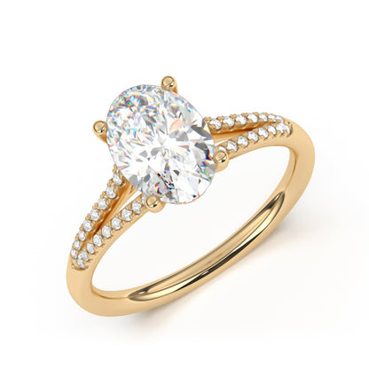 Goldman 1/5 ct. tw. Diamond Split Shank Oval Semi-Mount Engagement Ring in 14K Yellow Gold front view