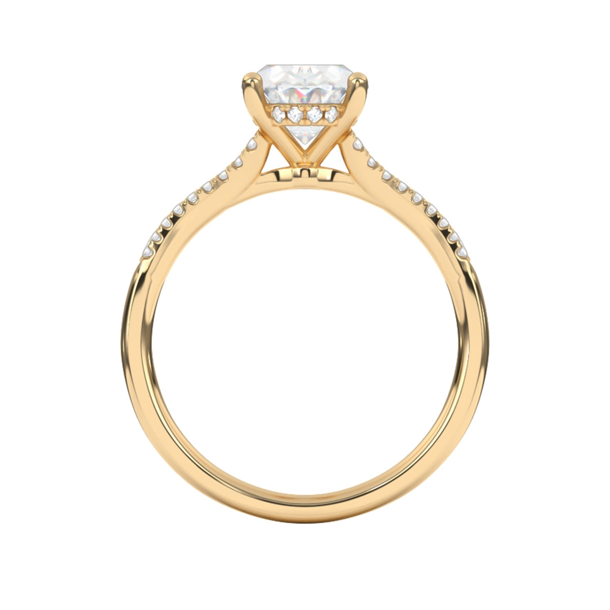 Goldman 1/5 ct. tw. Diamond Split Shank Oval Semi-Mount Engagement Ring in 14K Yellow Gold close-up detail