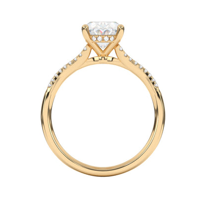 Goldman 1/5 ct. tw. Diamond Split Shank Oval Semi-Mount Engagement Ring in 14K Yellow Gold close-up detail