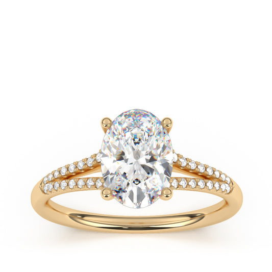 Goldman 1/5 ct. tw. Diamond Split Shank Oval Semi-Mount Engagement Ring in 14K Yellow Gold