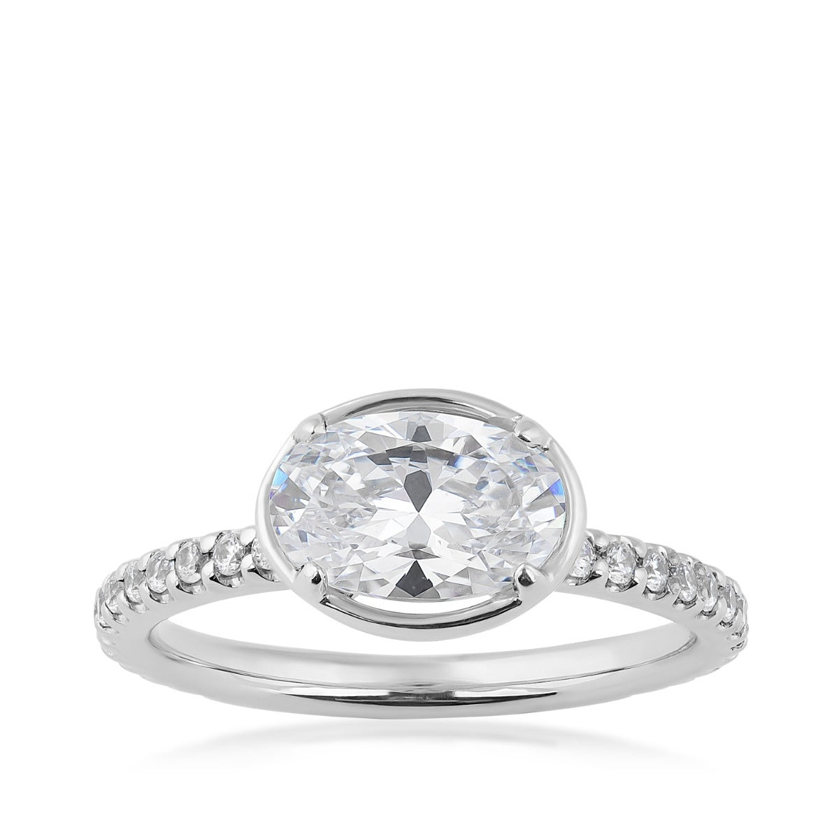 Goldman 1/3 ct. tw. Diamond Horizontal Oval Semi-Mount Engagement Ring in 14K White Gold